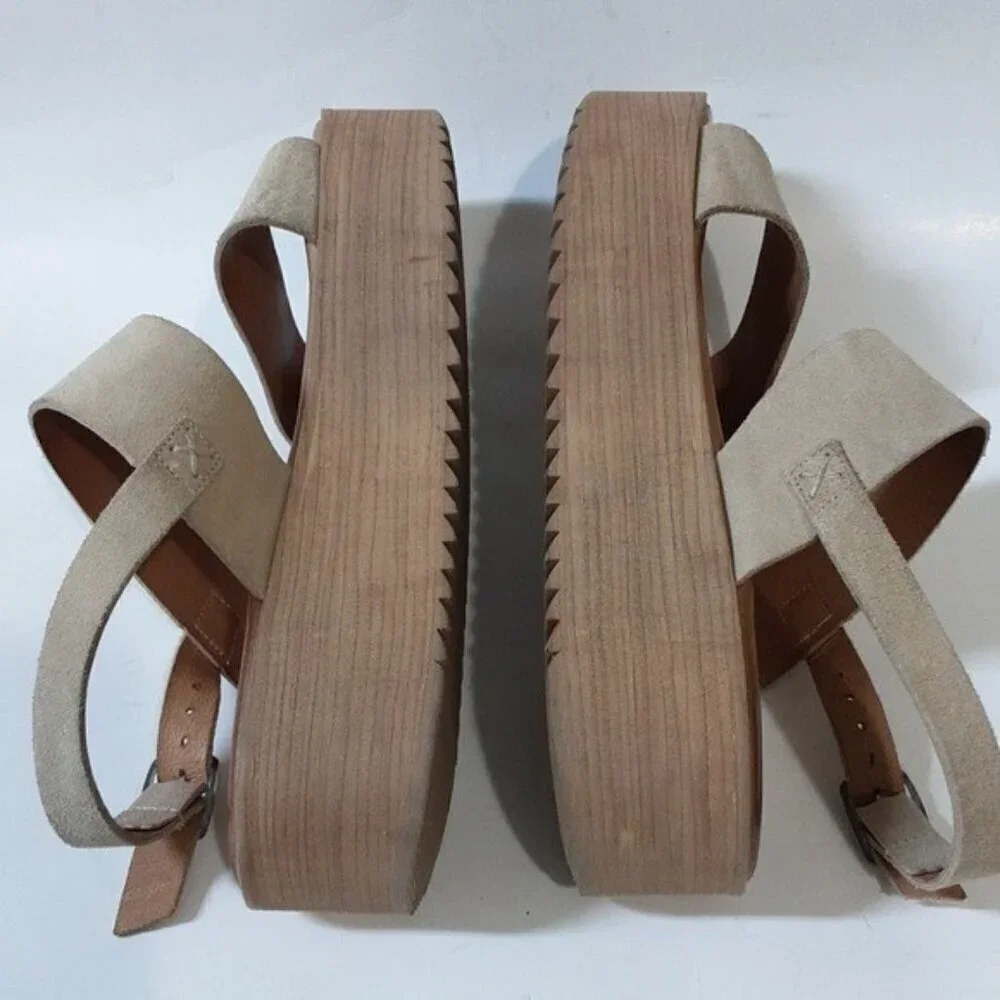 Musse & Cloud anthropologie women suede Casual Platform Sandals 40 tan y2k goth